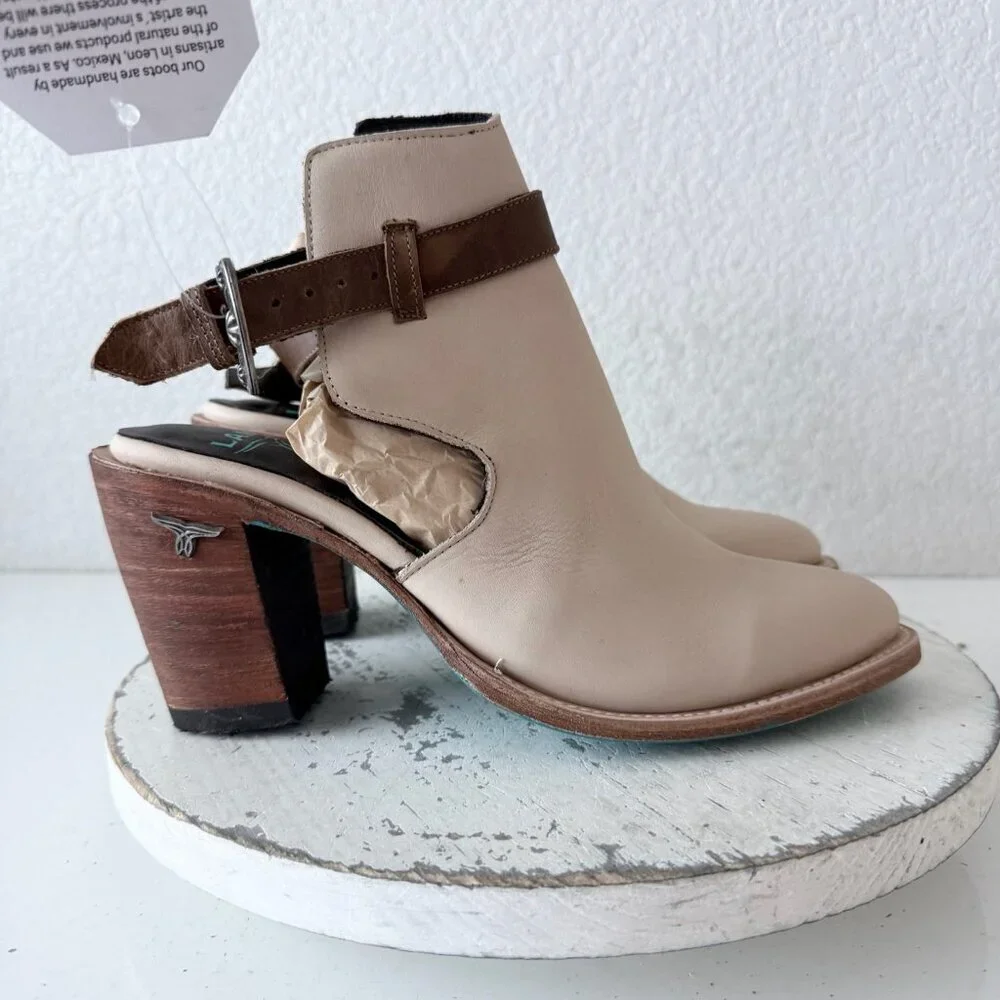 Lane HIGH NOON Womens Cowboy Booties Putty Western Cowgirl Short Boots Size 9